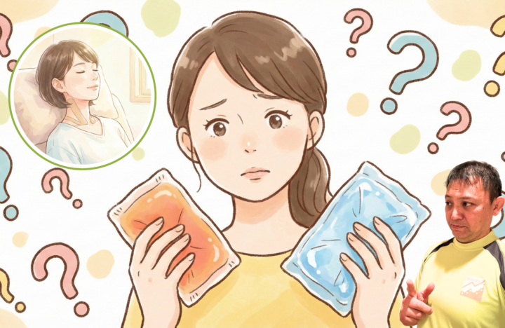 冷たいのと温かいのを持っている女性