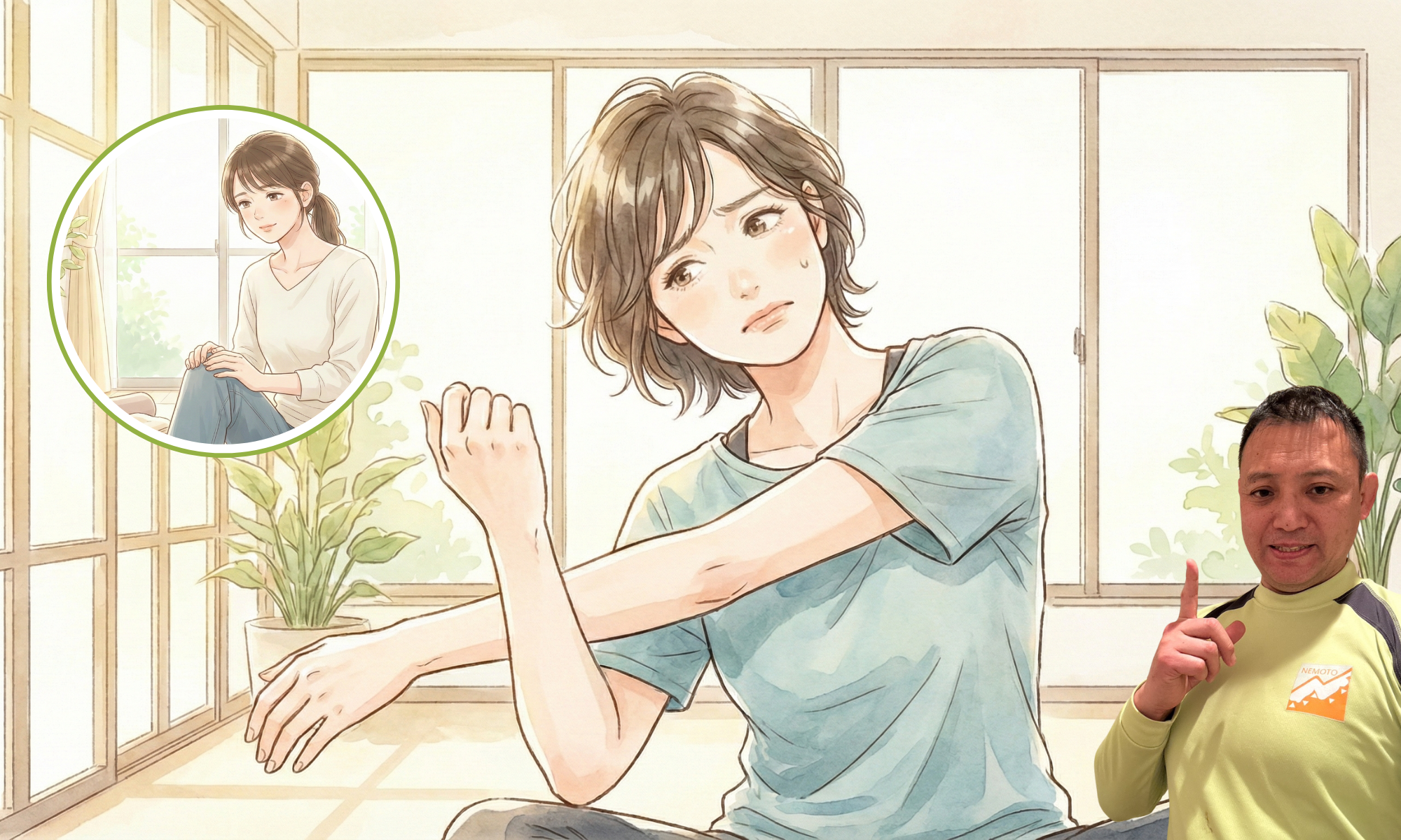 ストレッチをしている３０代の女性