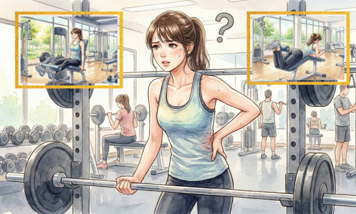 マシントレーニングしている３０代の女性