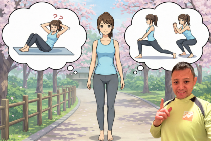 下半身のトレーニングをしている女性