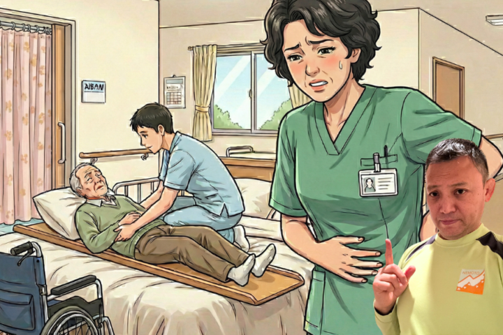 高齢者の介護をしている男性