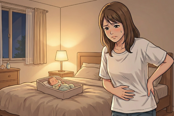 腰に手を当てている３０代の女性