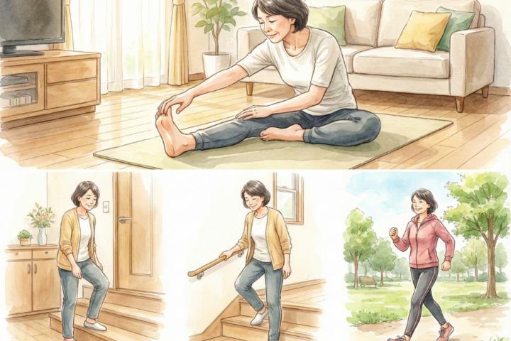 ストレッチをしている女性