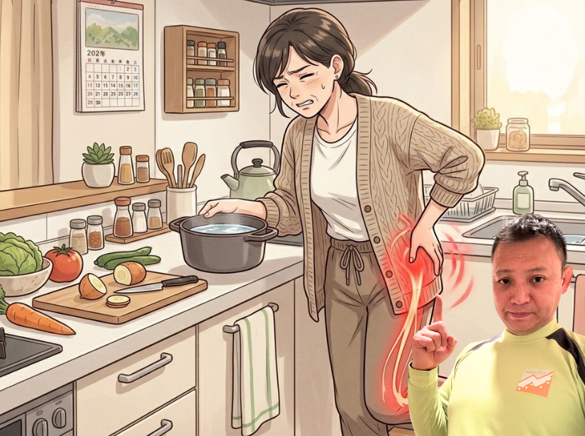 腰を押さえている女性