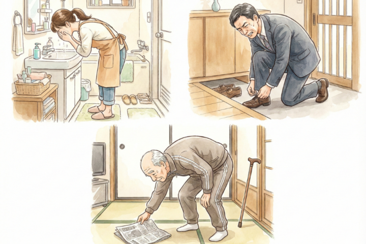 朝顔を洗っている女性