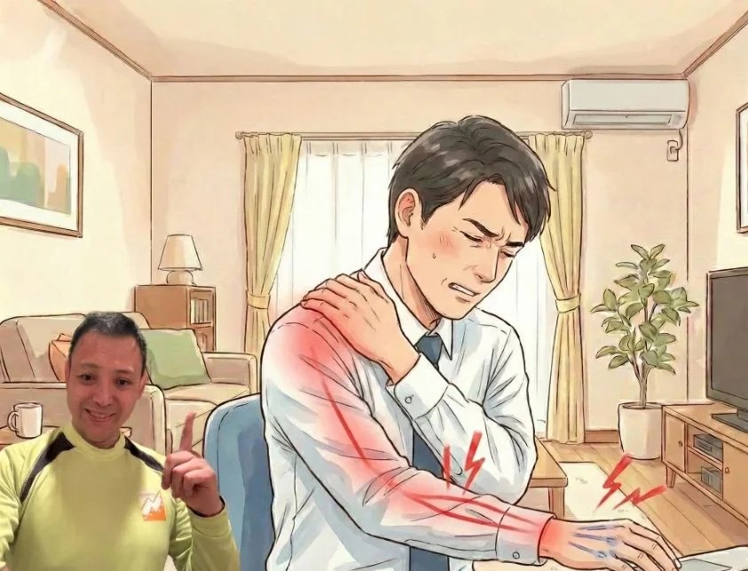 肩を押さえる男性