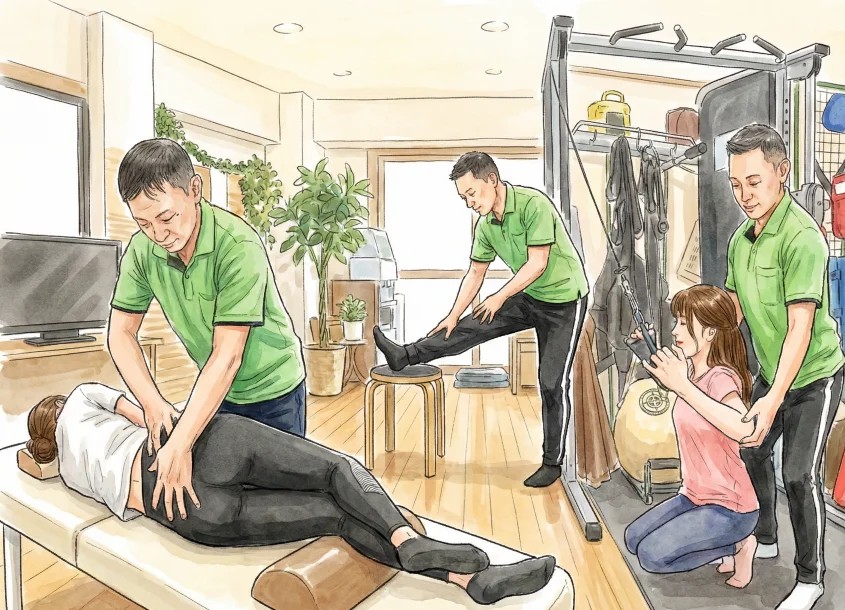 整体・ストレッチ・筋トレをしている