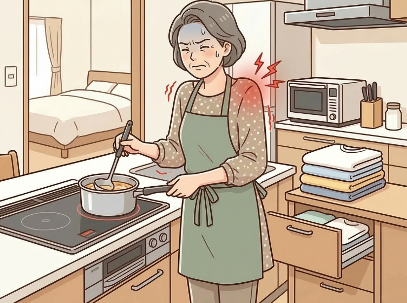 料理をしている女性