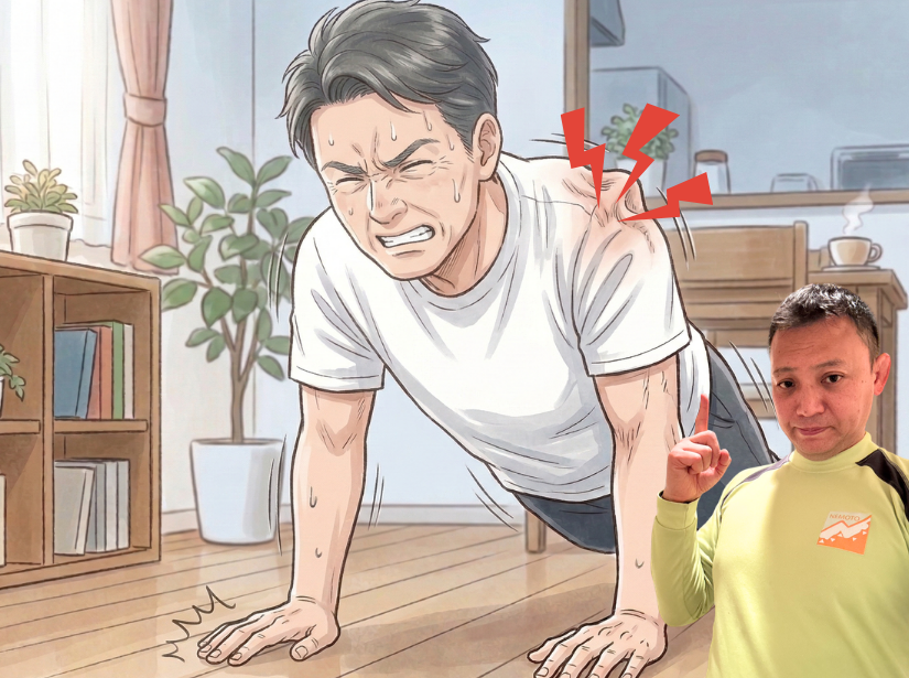 男性が腕立て伏せをしている