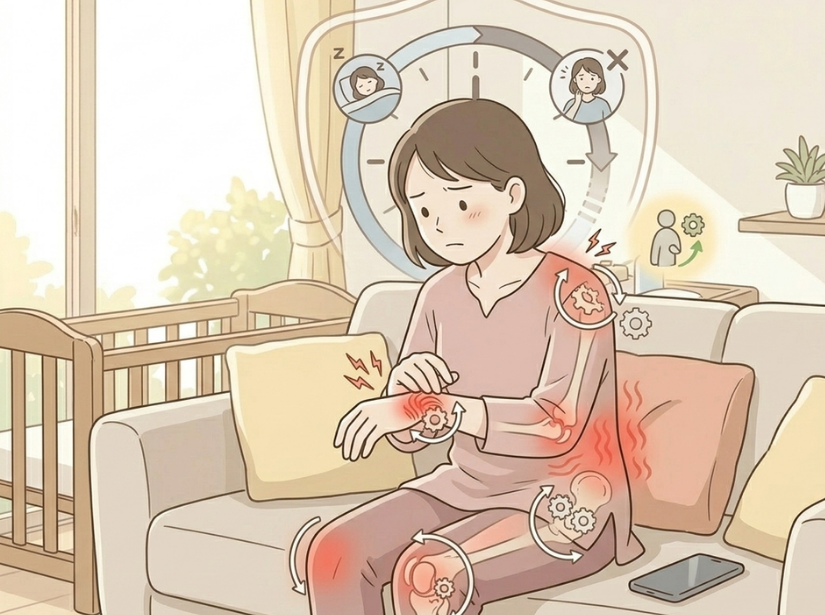 手を抑えている