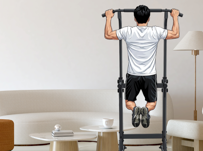男性が懸垂をしている