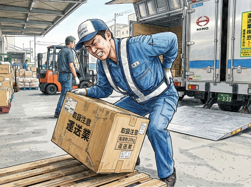 腰を触っている男性