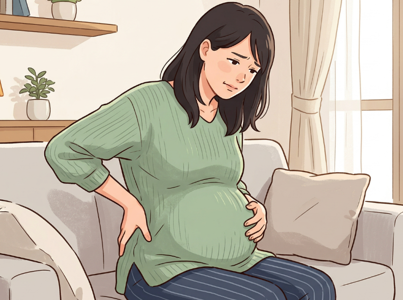 妊婦さんがお腹を触っている