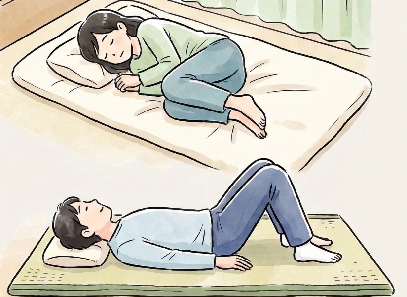 横向きの女性と仰向けの男性