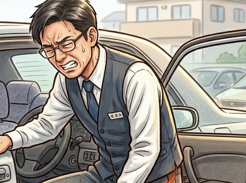 足が痛そうな男性