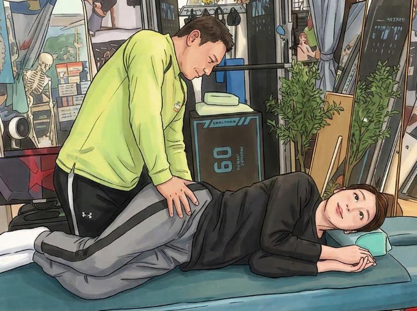 側臥位での施術