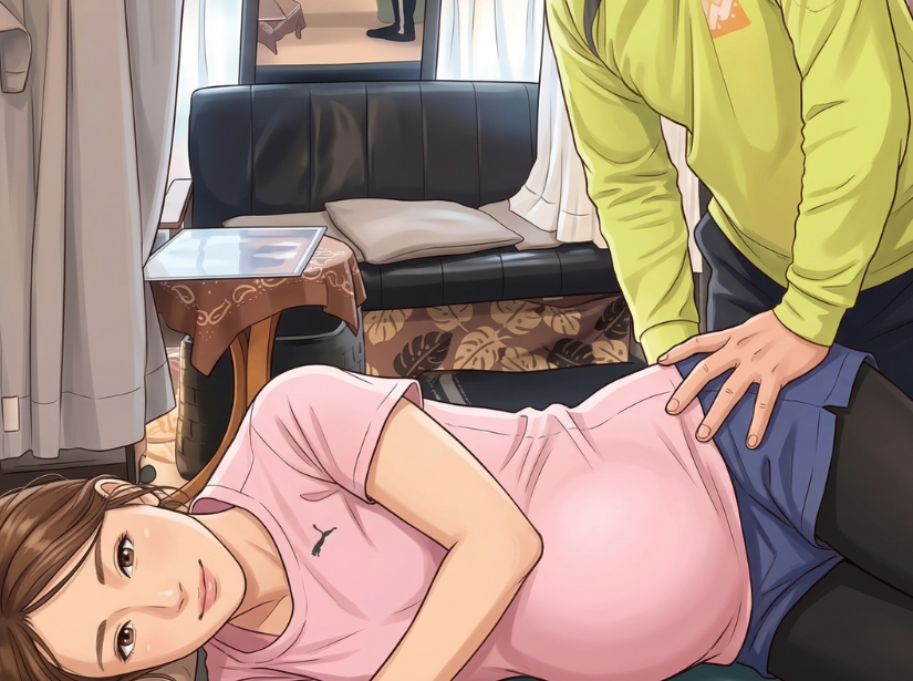 横向きで寝ている女性