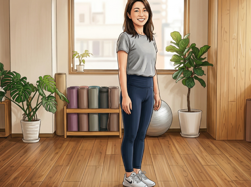 笑顔で姿勢が良い女性