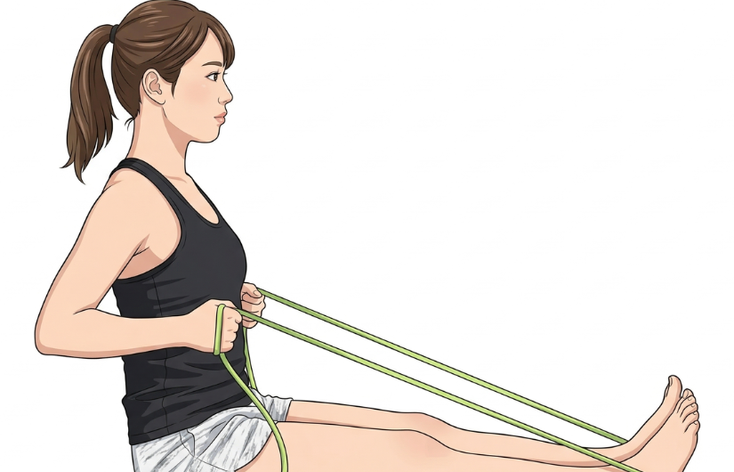 背筋トレーニングをしている女性