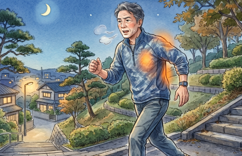 有酸素運動として歩いている男性