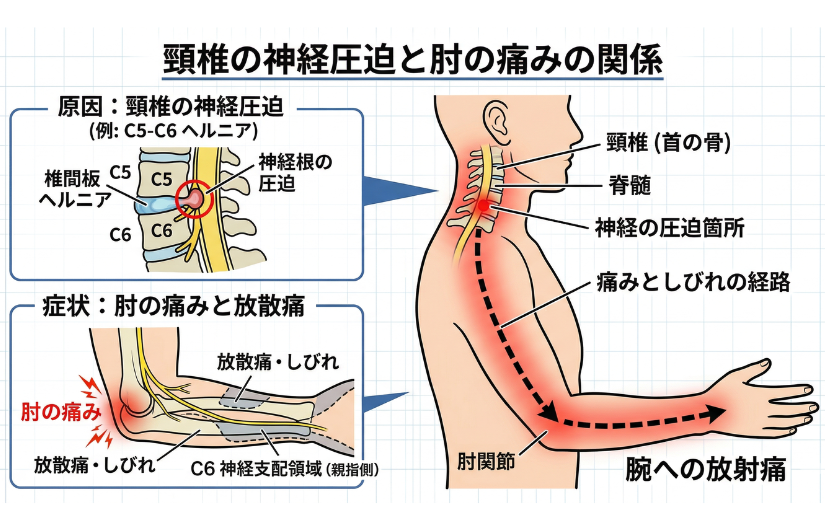 頸椎の神経圧迫と肘の痛みの関係
