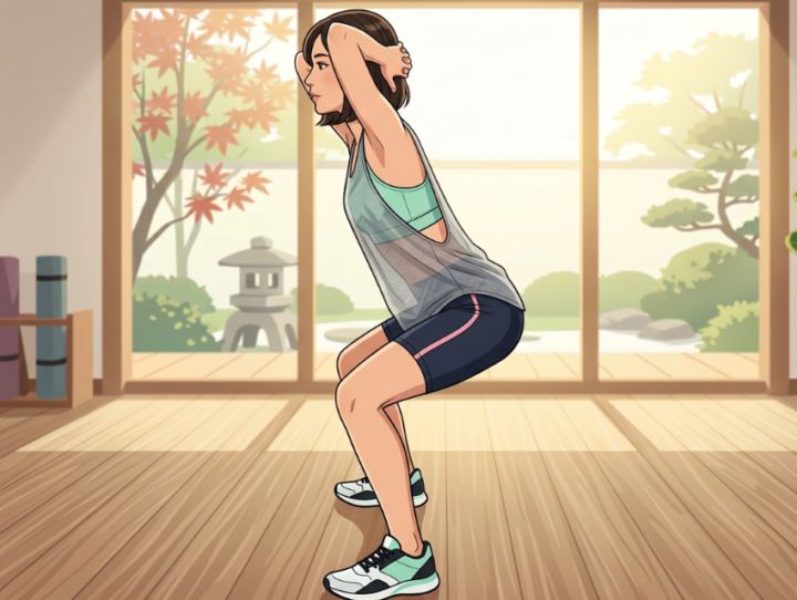 スクワットしている女性