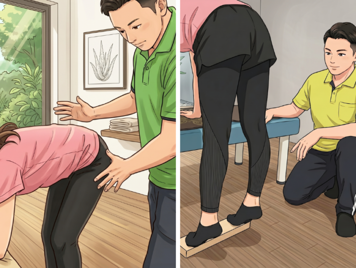 セルフストレッチをしている女性