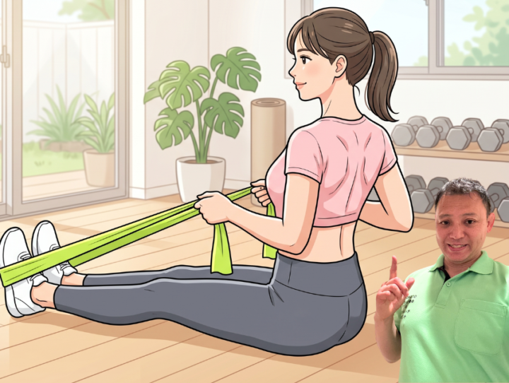 背中の運動をしている女性