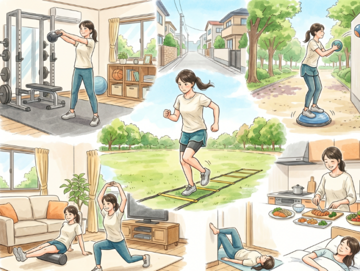 運動をしている女性