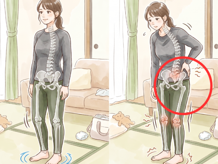 腰に手を当てている女性