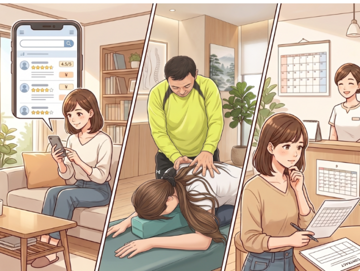 携帯画面を見ている女性