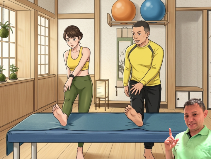 ストレッチの指導を受けている女性