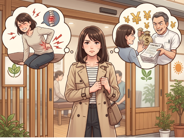 腰に手を当てている女性