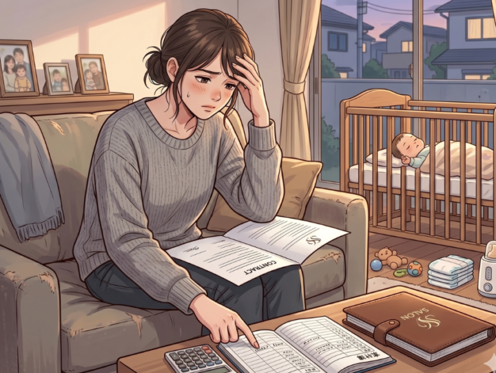 書類を確認している女性