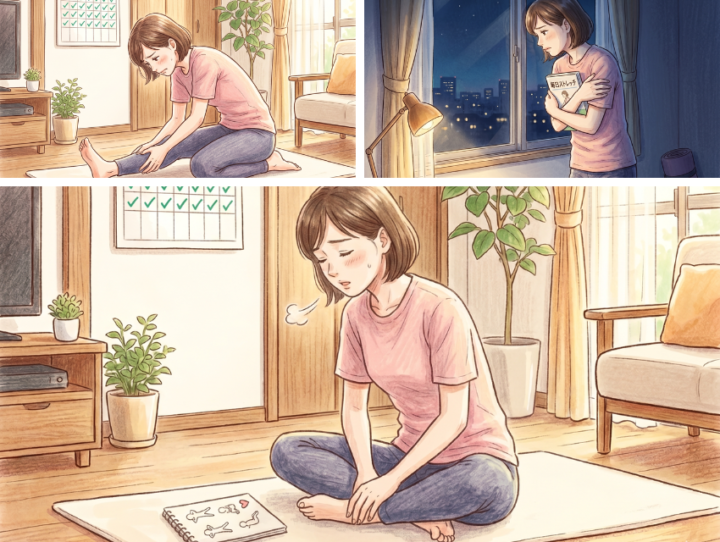 胡座をかいている女性
