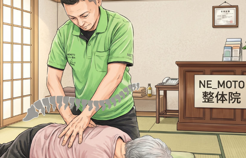 高齢者が背骨の施術を受けている