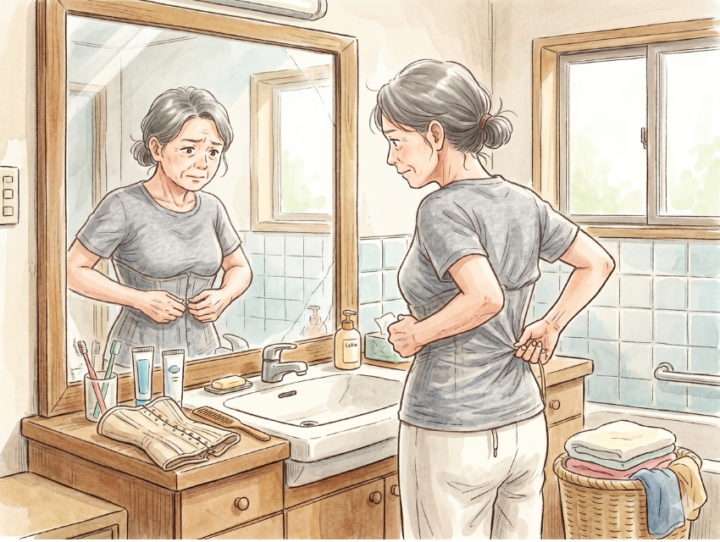 コルセットを付ける準備をしている女性