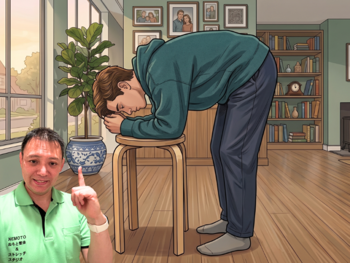 屈伸運動している男性