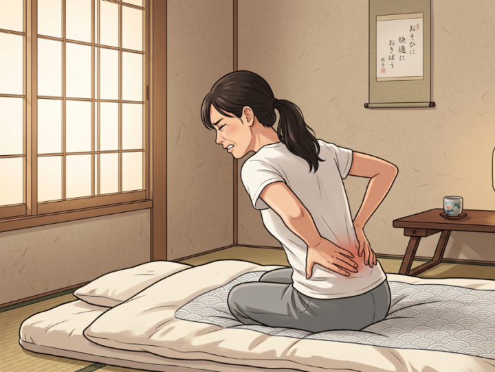 腰に手を当てている女性