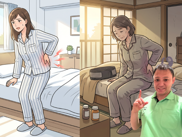 腰に手を当てている女性