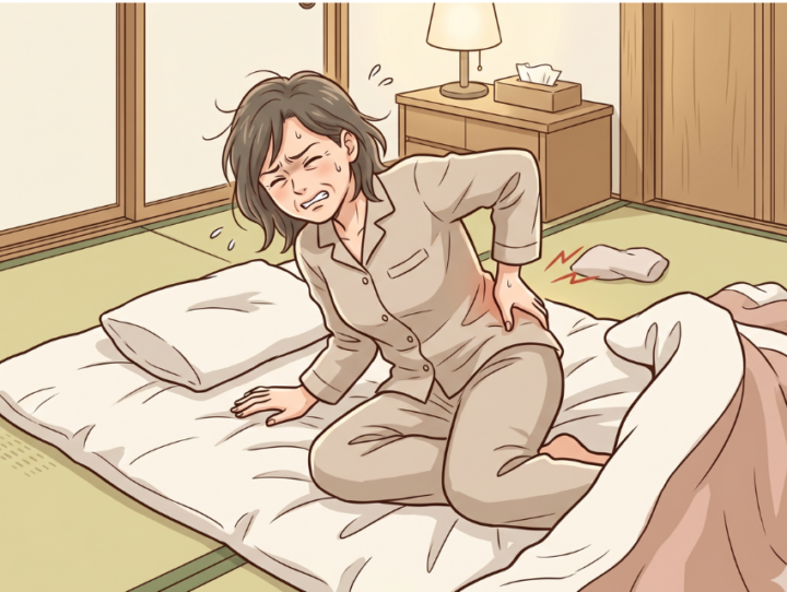 腰に手を当てている女性