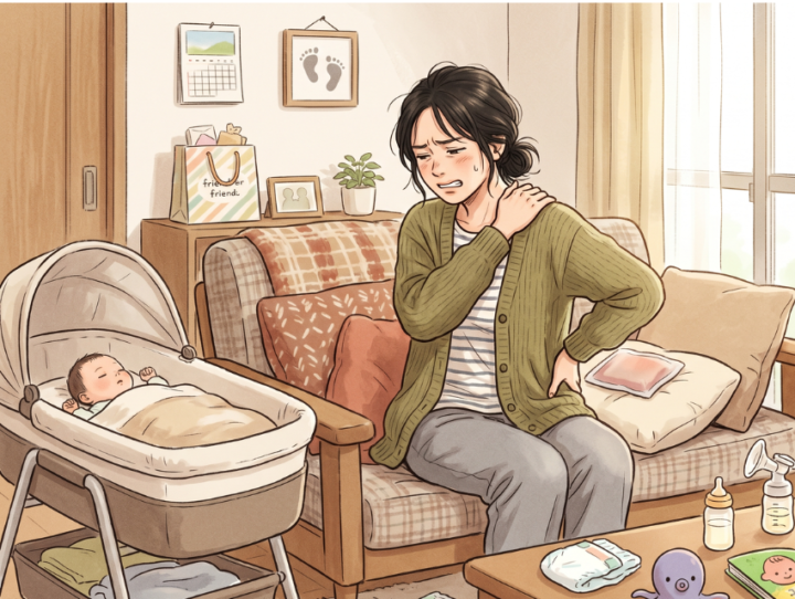 肩と腰に手を当てている女性