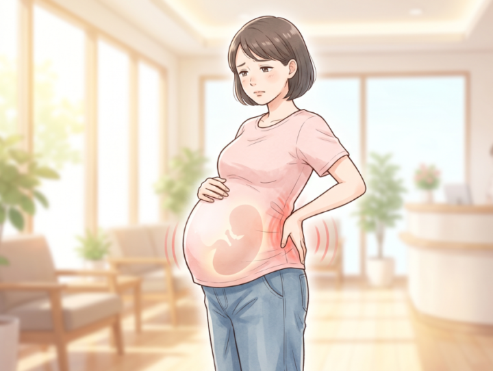 腰に手を当てている女性