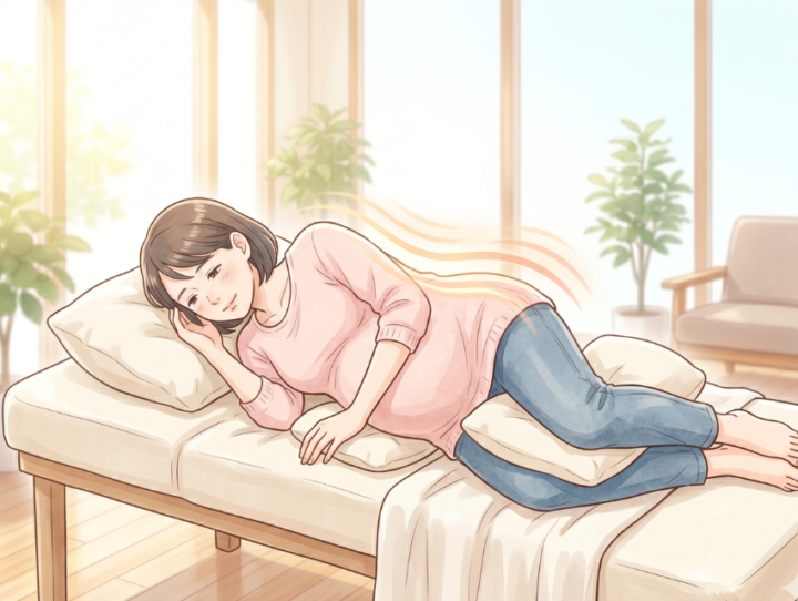 横向きになっている女性