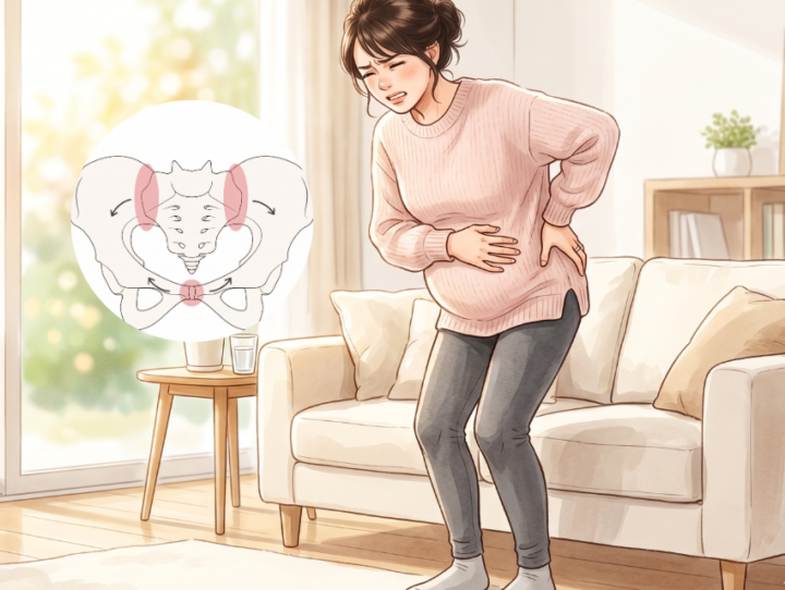 腰に手を当てている女性