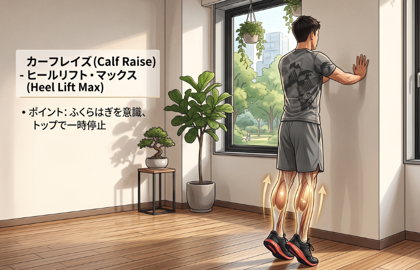 カーフレイズをしている男性