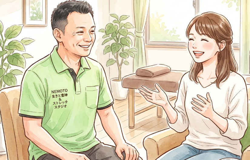 笑顔で会話をしている