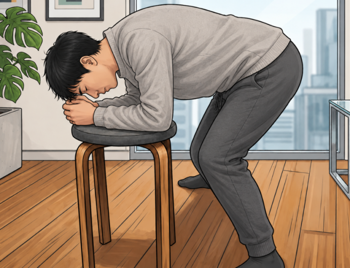 ストレッチをしている男性