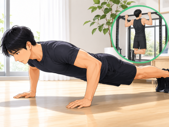 腕立てしている男性
