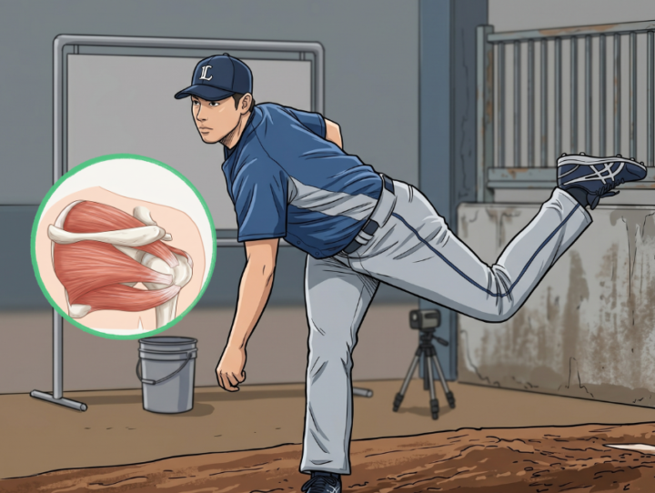 投球動作をしている男性